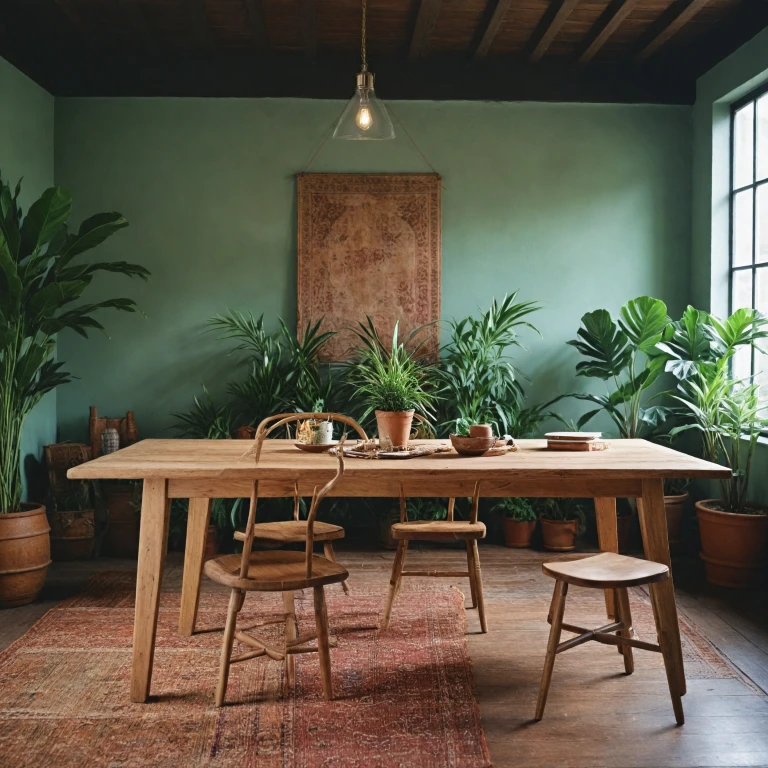 L'élégance intemporelle d'une table en bois brut
