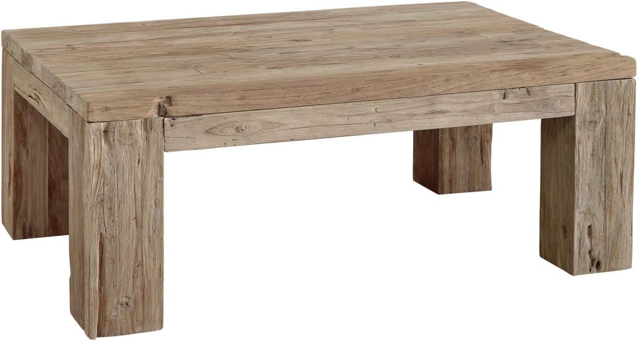 Table Basse - Bois Massif de Teck Brut recyclé (Bois Naturel) - Bassano