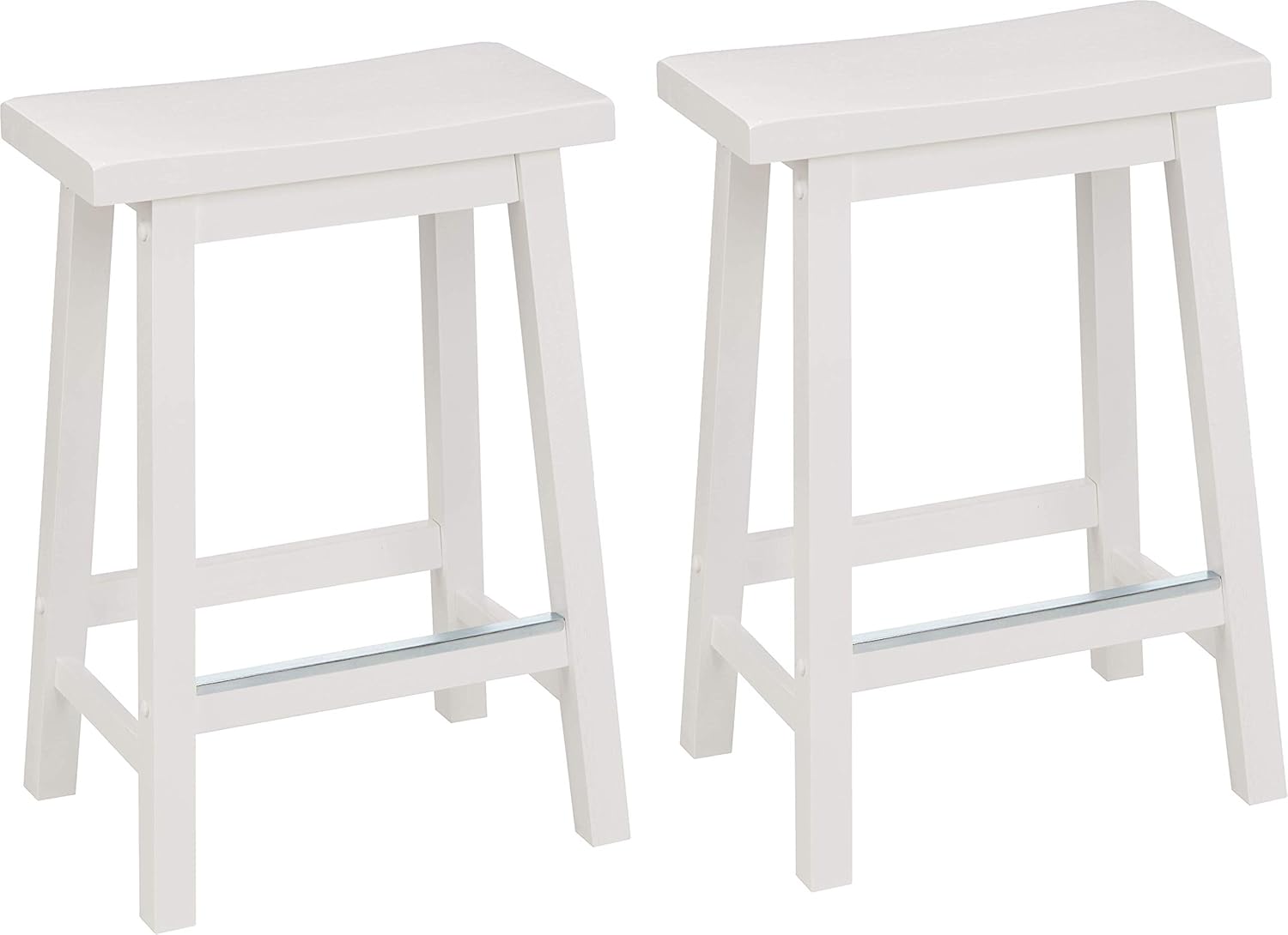 Lot de 2 tabourets de comptoir de cuisine en bois massif blanc, petit tabouret de bar et de salle à manger, montage facile, moderne, 61 cm de haut Tabouret de comptoir, 61 cm Blanc