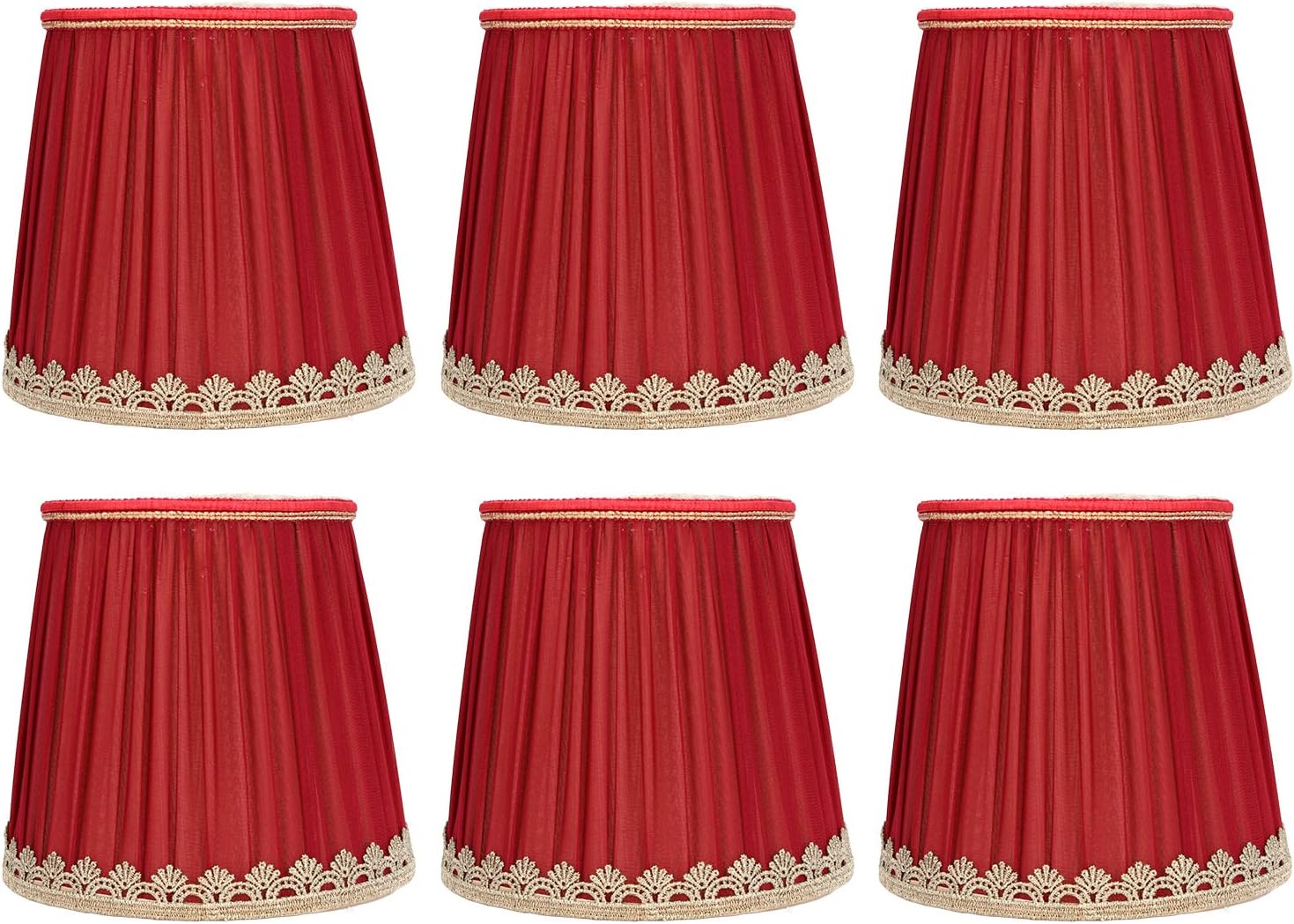 Gsycle Abat-Jour, Abat-Jour Plissé Vintage Rouge pour Lampes De Table De Lustre pour Lampadaires