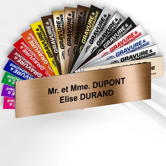 Plaque Boîte aux Lettres Personnalisable De 1 À 3 Lignes – Nom Gravé – Adhésive PVC – 10 x 2,5 cm (Or Antique Métallisé) Or Mat