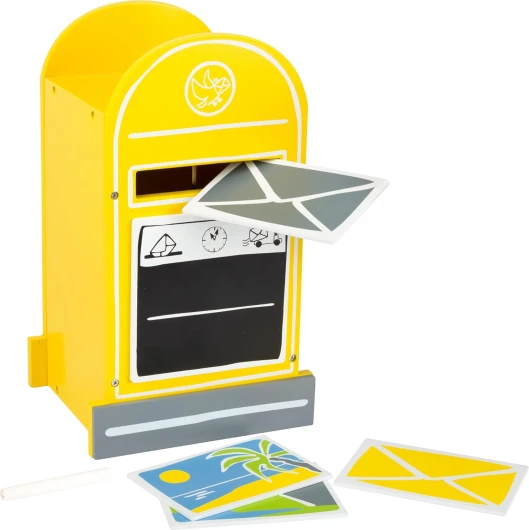 Boîte aux lettres en bois, cartes postales et craie incl, jeu de rôle pr enfants à partir de 3 ans, 11188
