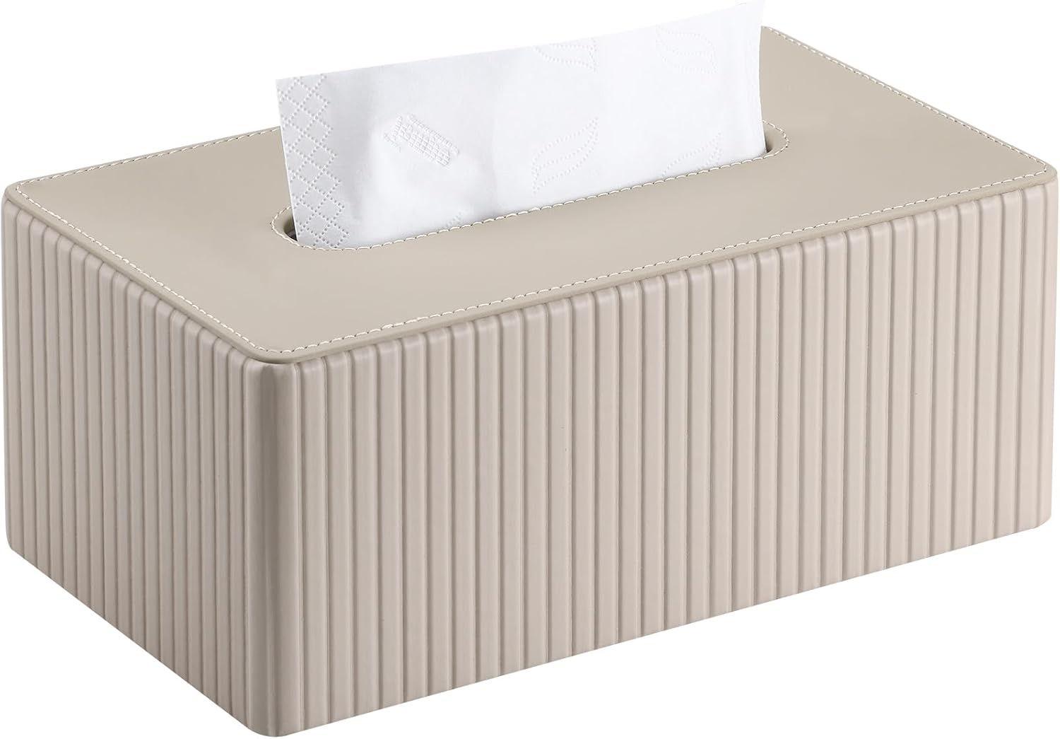 Boîte à Mouchoir en Cuir, Rectangulaire Boite Mouchoirs pour Bureau, Maison, Salle de Bain (Beige) Beige Rechteckige