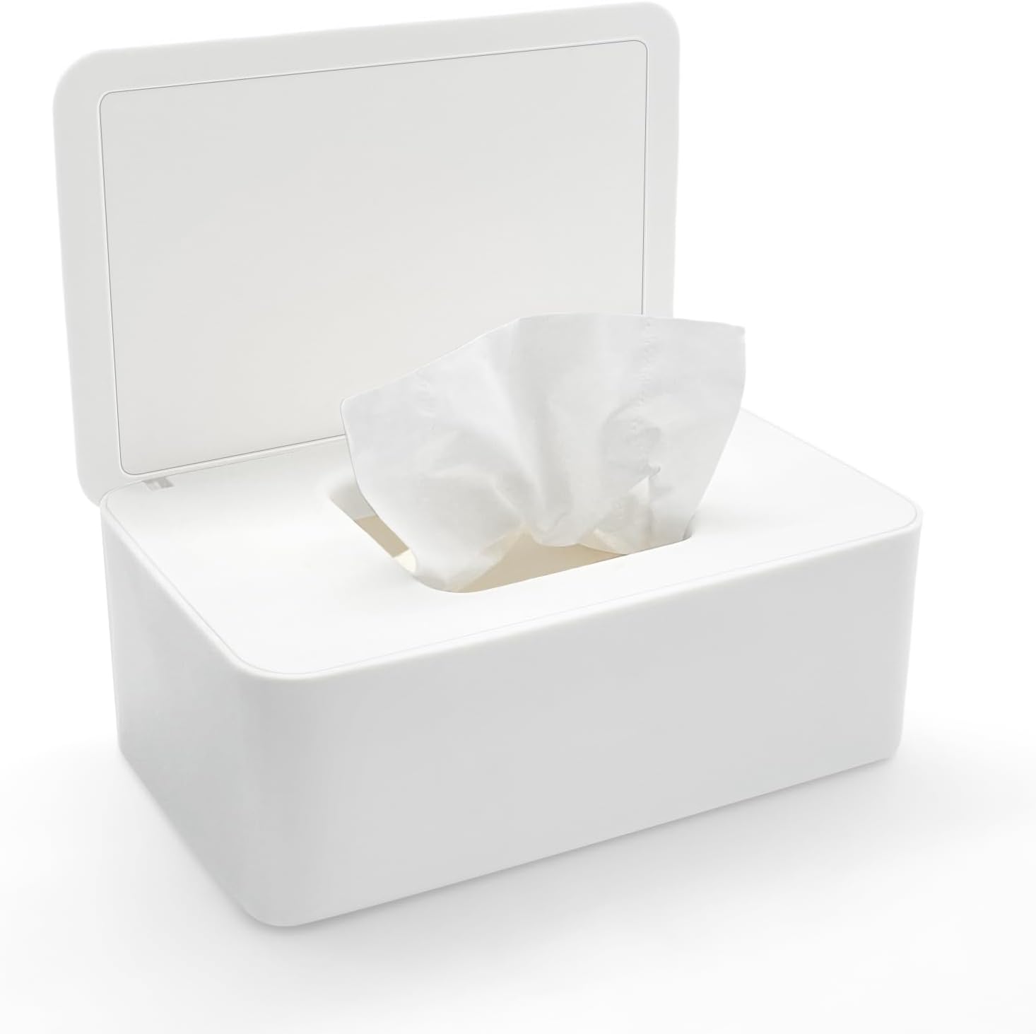 Minfuerang Boîte de Mouchoirs en Plastique,19x12.3x7cm,Distributeurs de Mouchoirs avec Couvercle,Boîtes à Lingettes, Anti-Poussière,pour Salon,Restaurant,Voiture,Salle de Bain (Blanc)