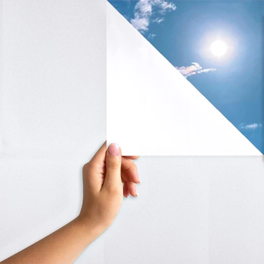 ® Film Fenêtre Anti Regards Autocollant Opaque Blanc [44.5x200 cm] avec eBook et Conseils - Film Occultant Fenêtre Préserve Vie Privée - Brise Vue Fenêtre - Film Fenêtre Salle de Bain et WC Blanc Lait 44.5 x 200 cm