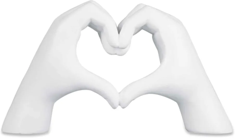 Kityemo Sculpture Blanche Cœur-Mains Style Scandinave – Résine Écologique pour Salon, Déco de Bibliothèque, Cadeau Minimaliste pour Mariage (Blanc, S) Blanc S