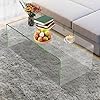 Table Basse Verre Trempé, Table Basse Salon Moderne Minimaliste sans Assemblage, pour Salon, Chambre, Appartement,Charge 30KG108X50X35 CM