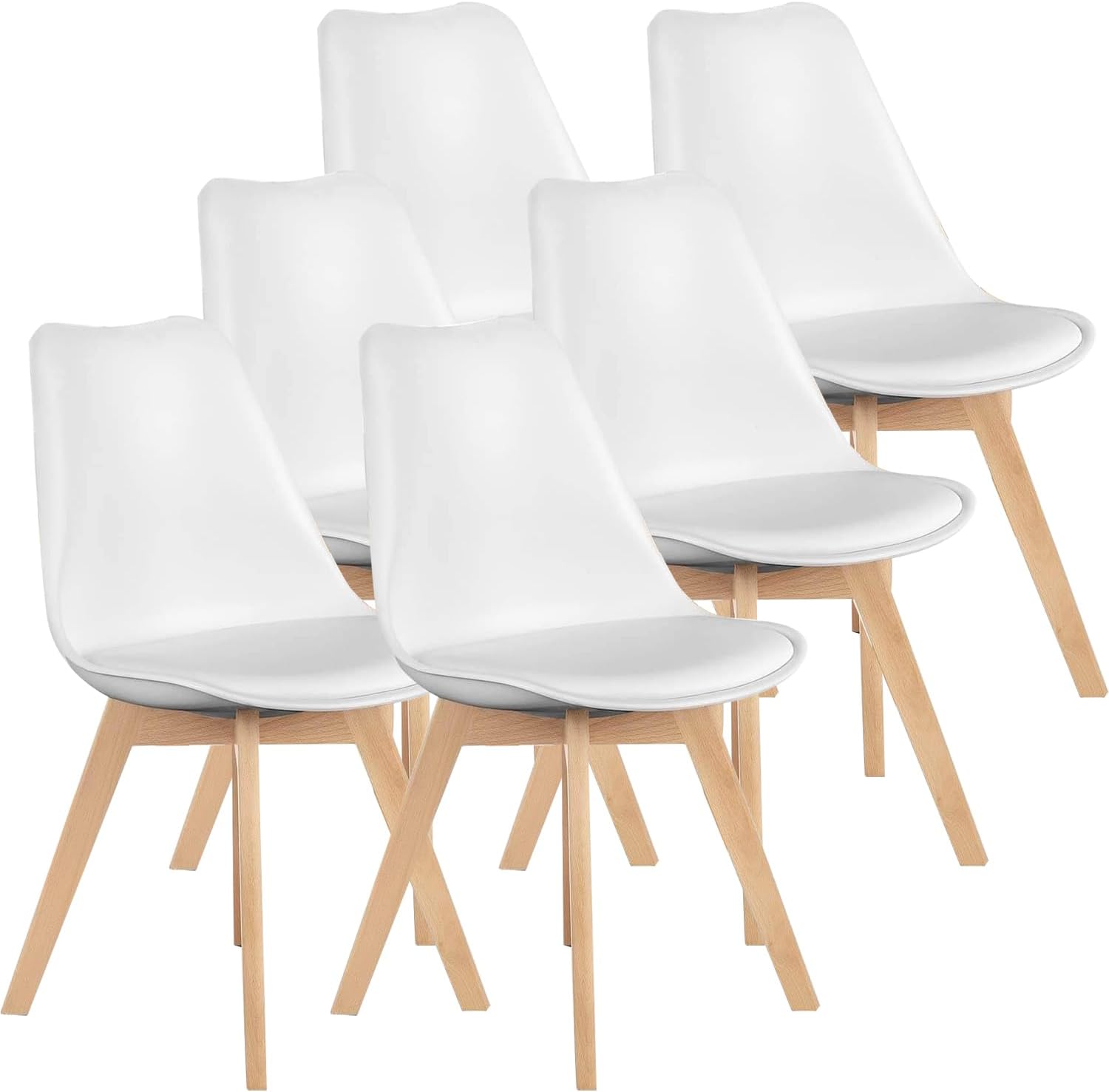 CEYIRO Chaises Salle à Manger, Chaise Scandinave Lot de 6,Idéal pour Salle à Manger,Salon,Cuisine,Chambre à Coucher (6, Blanc) Standard Blanc 6