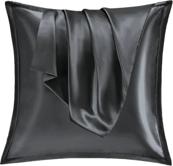 Vielit Taie Oreiller Satin 60x60 Lot de 2,pour Cheveux,Similaire Aux Taie d Oreiller en Soie,Housse de Coussin 60x60,Taies d'oreillers certifié Oeko-Tex Gris Foncé Gris Foncé 60x60cm