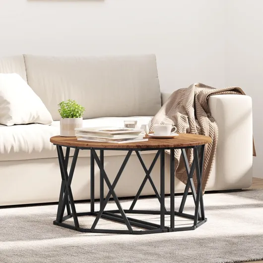 Générique Table Basse Bois Ancien 80x80x42 cm en Bois Élégué,Tables Basses,11.95KG-868253