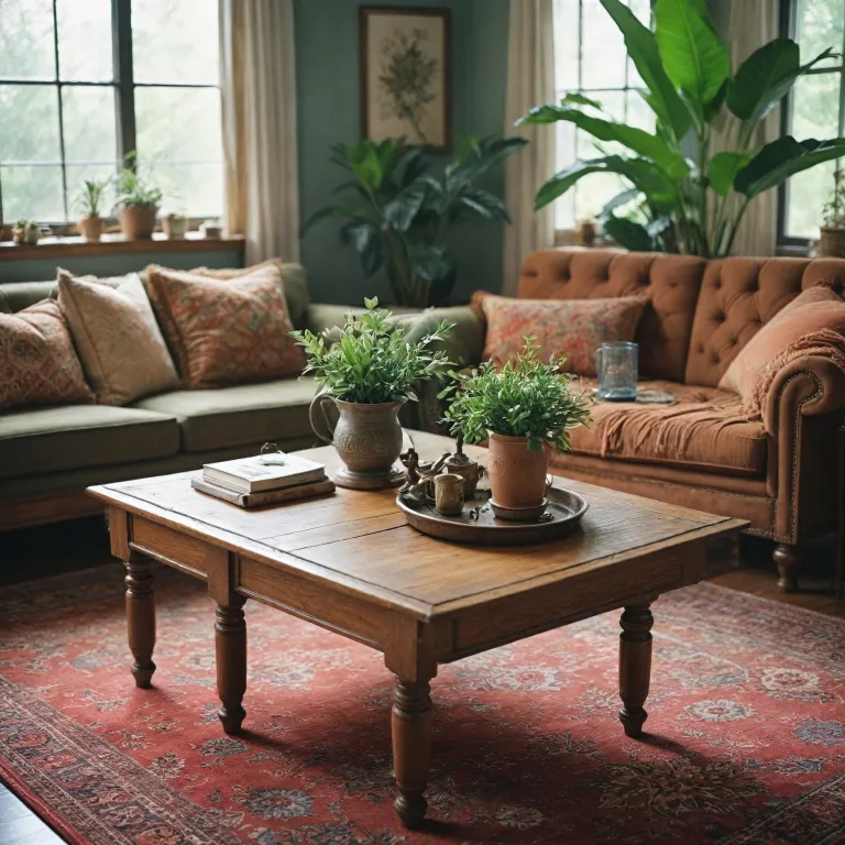 L'élégance intemporelle d'une table basse en bois d'époque