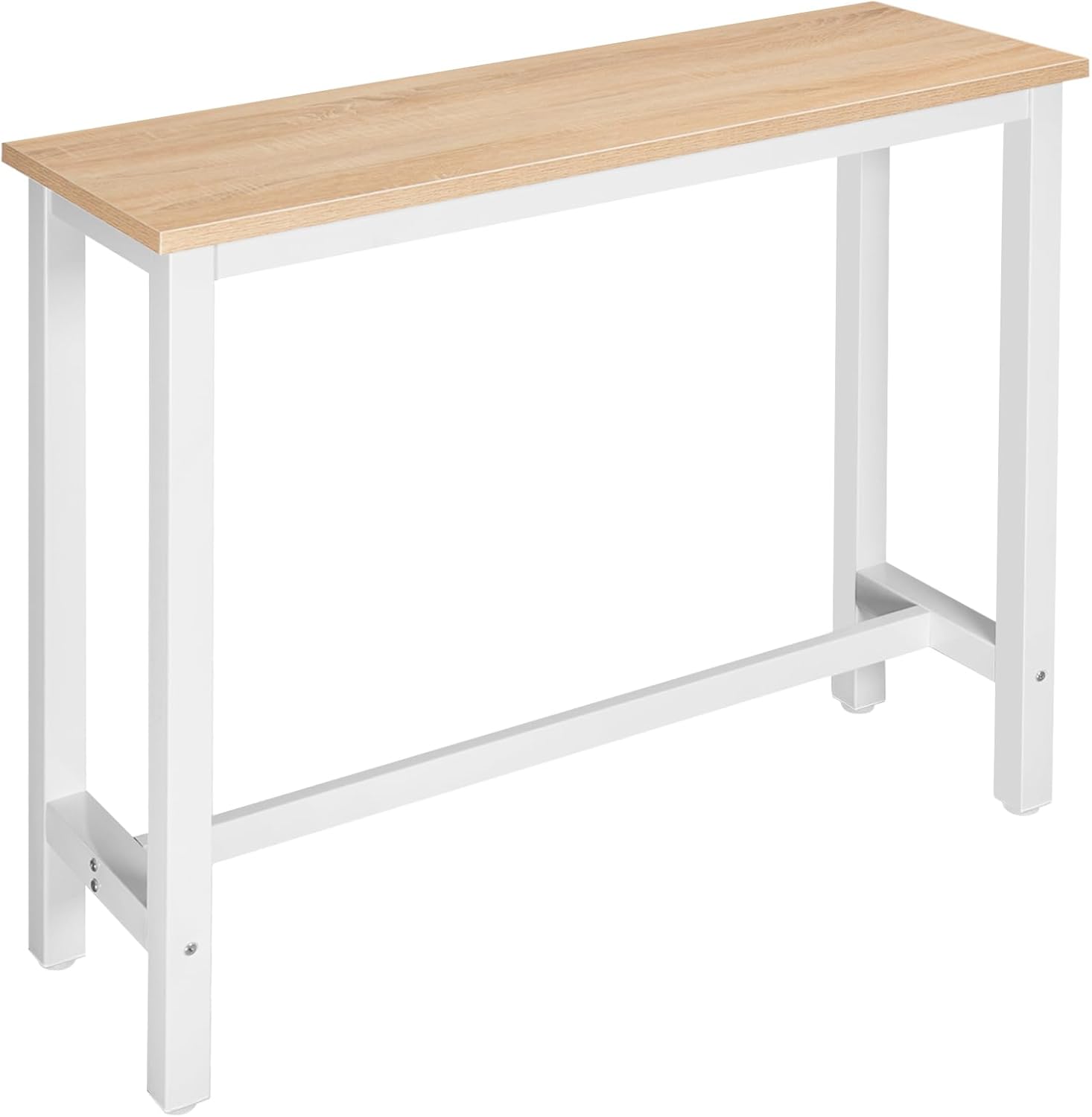 Table de Bar Étroite et Haute 120x40x100cm, Table à Manger avec Structure en Métal et Plateau en MDF Robuste, Chêne Clair 120x40x100cm Chêne Clair