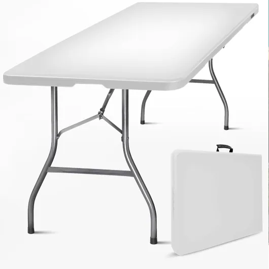 ® Table Pliante 180x75x74 cm Rectangulaire Gris Clair - Table de Camping Pliante 8 Personnes Grand Largeur (75cm) - Table Pliante Exterieur en HDPE épais de 3,5 cm - Table de Jardin Pied