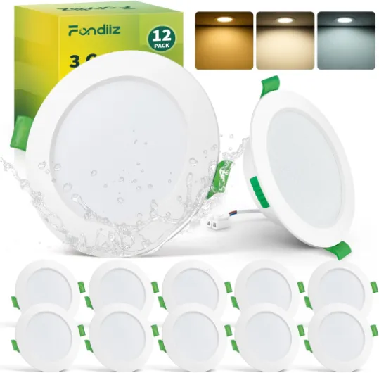 Lot de 12 Spot LED Encastrable 68mm, 5W 220V Spots de Plafond Encastre Blanc Chaud 2700K Blanc Neutre 4000K Blanc Froid 6000K Réglable, IP44 Spot Salle de Bain LED pour Salon Cuisine, Rond
