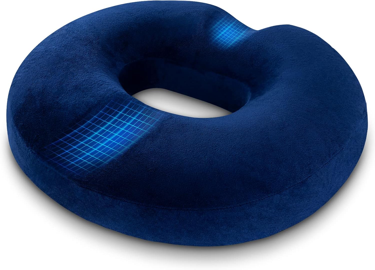 Donut Cushion Orthopedic Ring Memory Foam pour Le Soulagement des Hémorroïdes et Coussin Coccyx Pain Post Natal pour Fauteuil Roulant Siège de Voiture Bureau Extérieur Bleu Foncé