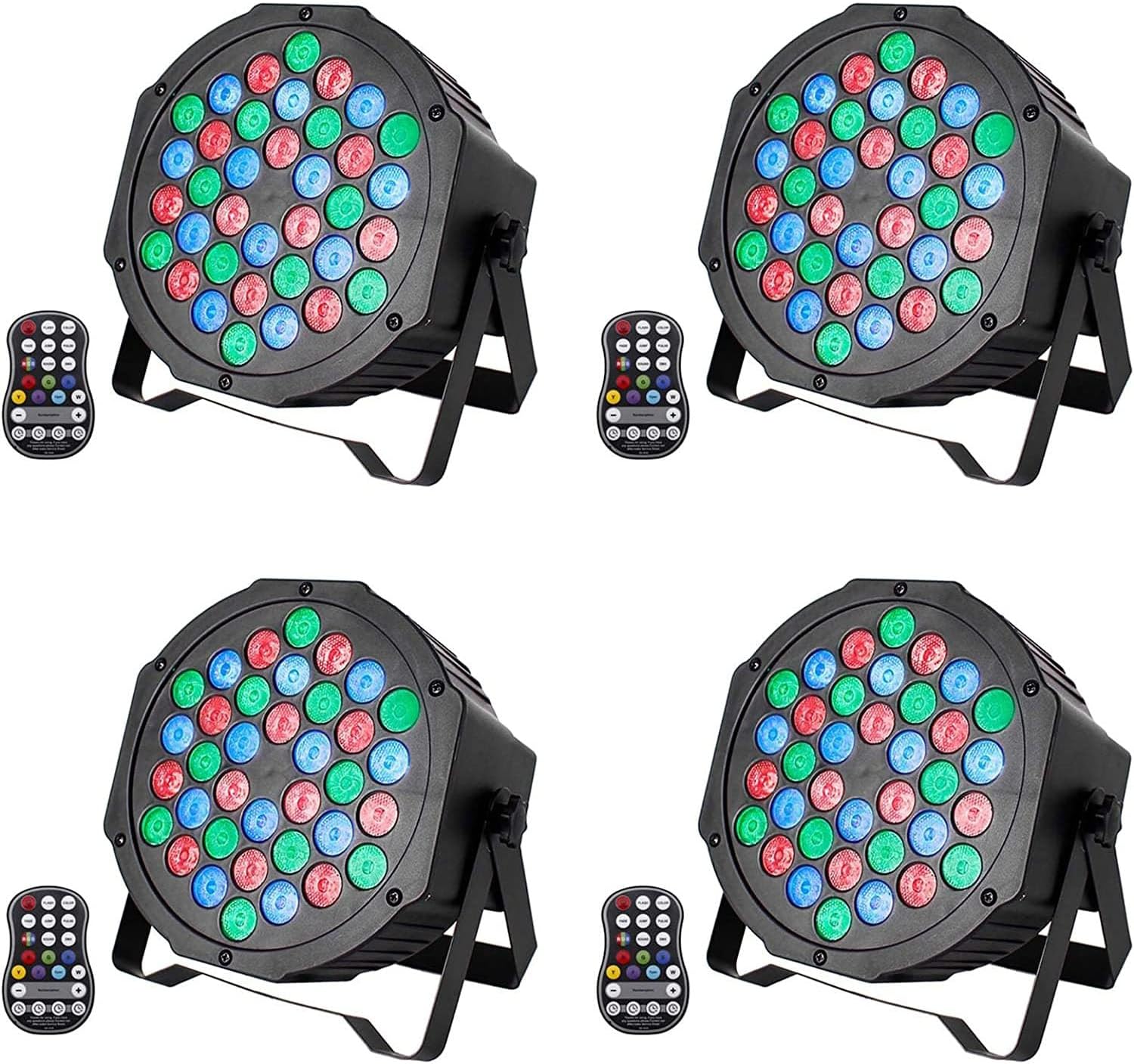 UKing 4PCS RGB Par LED Batterie D MX Sans Fil, Rechargeable 36 LED Projecteur Lampe de Scène avec Télécommande, Exterieur Fête Uplights Peut être allumé 4-12 Heures pour Mariage Disco Bar Noël 4 pack