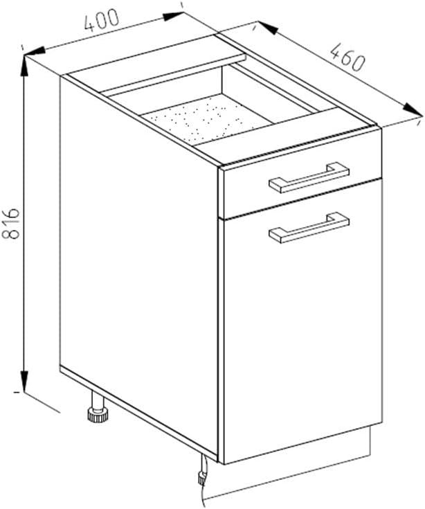 Meuble Cuisine R-Line, Chêne de Force doré, 40cm sans PT, pour Une Combinaison Libre au Sein de systèmes de Cuisine modulaires Chêne de Force Doré Armoire basse 40 cm