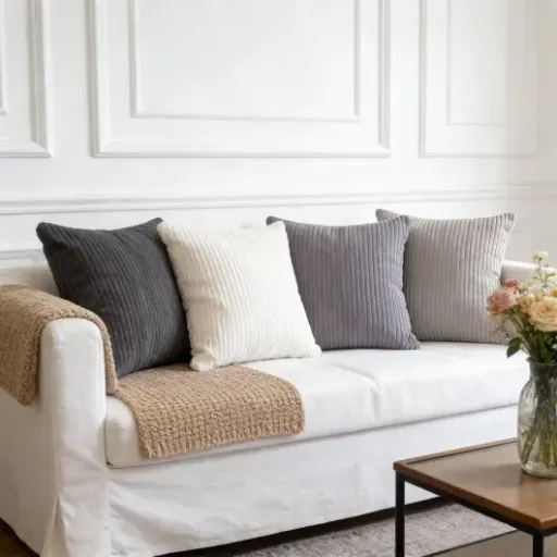 Test housses de coussin 45x45 gris foncé Longing Home : du velours pas cher qui fait le job sur le canapé