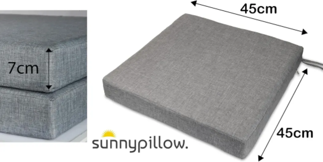 Sunnypillow Lot de 2 Coussins de Chaise 45 x 45 x 7cm, Extérieur - imperméables résistants aux UV - Coussin d'assise pour bancs - Coussin de siège pour la Maison et Le Jardin - Gris Gris 45 x 45 x 7 cm - Lot de 2