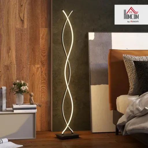 Test HOMCOM Lampadaire double spirale : une lampe design qui fait le job sans ruiner le salon
