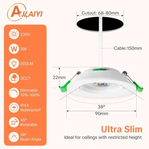 Test spots LED encastrables Aulaiyi : petits, orientables et plutôt malins pour la salle de bain