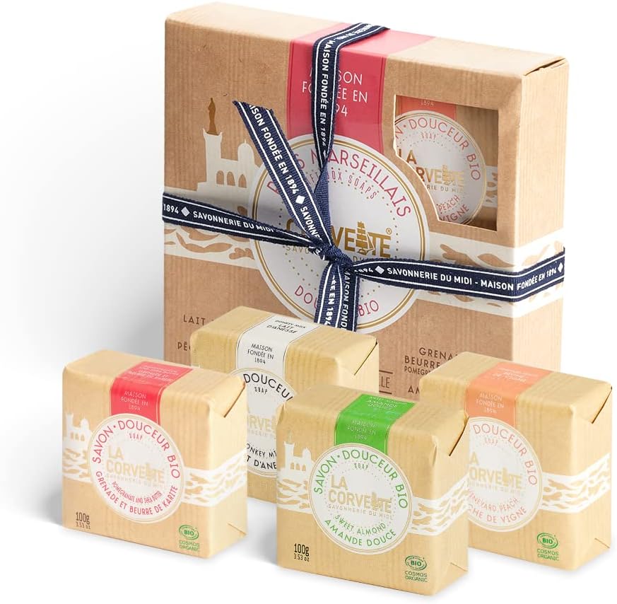 Coffret Cadeaux les Pavés Marseillais, Pêche Pêche 100 g (Lot de 4)