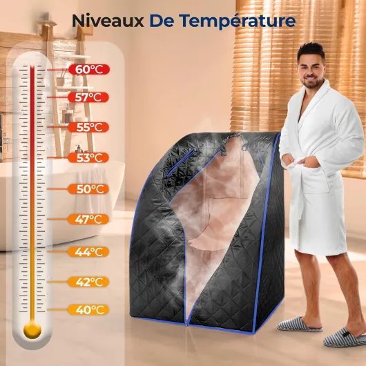 Sauna Portable, pour la Relaxation et la Perte de Poids, Sauna Infrarouge, Spa Maison avec Générateur de Vapeur, Tente Chauffante Mobile, Chaise Pliable et Télécommande Filaire Sauna Vapeur Noir, 102 cm