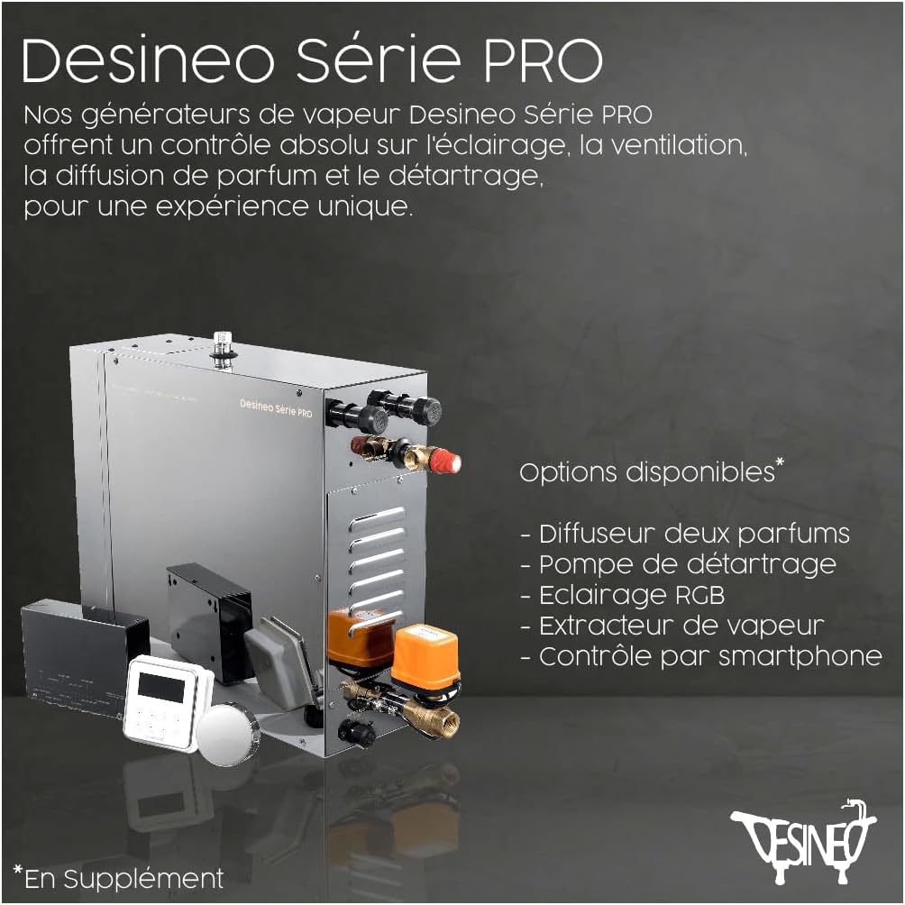 [4Kw] série Professionnel Premium Générateur De Vapeur pour Hammam vidange Automatique et Full Options Possible