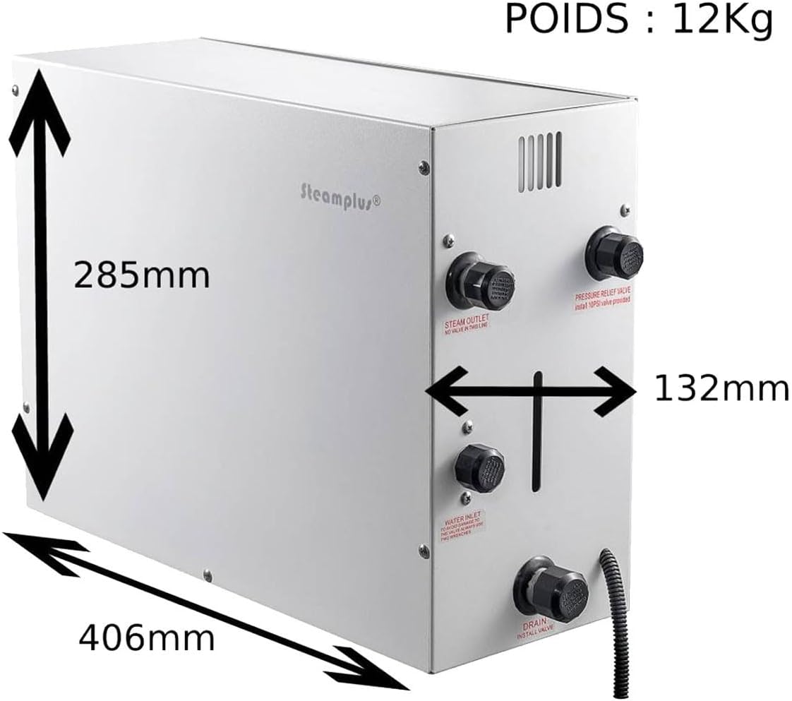 [6Kw] Steamplus Générateur de Vapeur pour Hammam à Usage Domestique vidange Automatique
