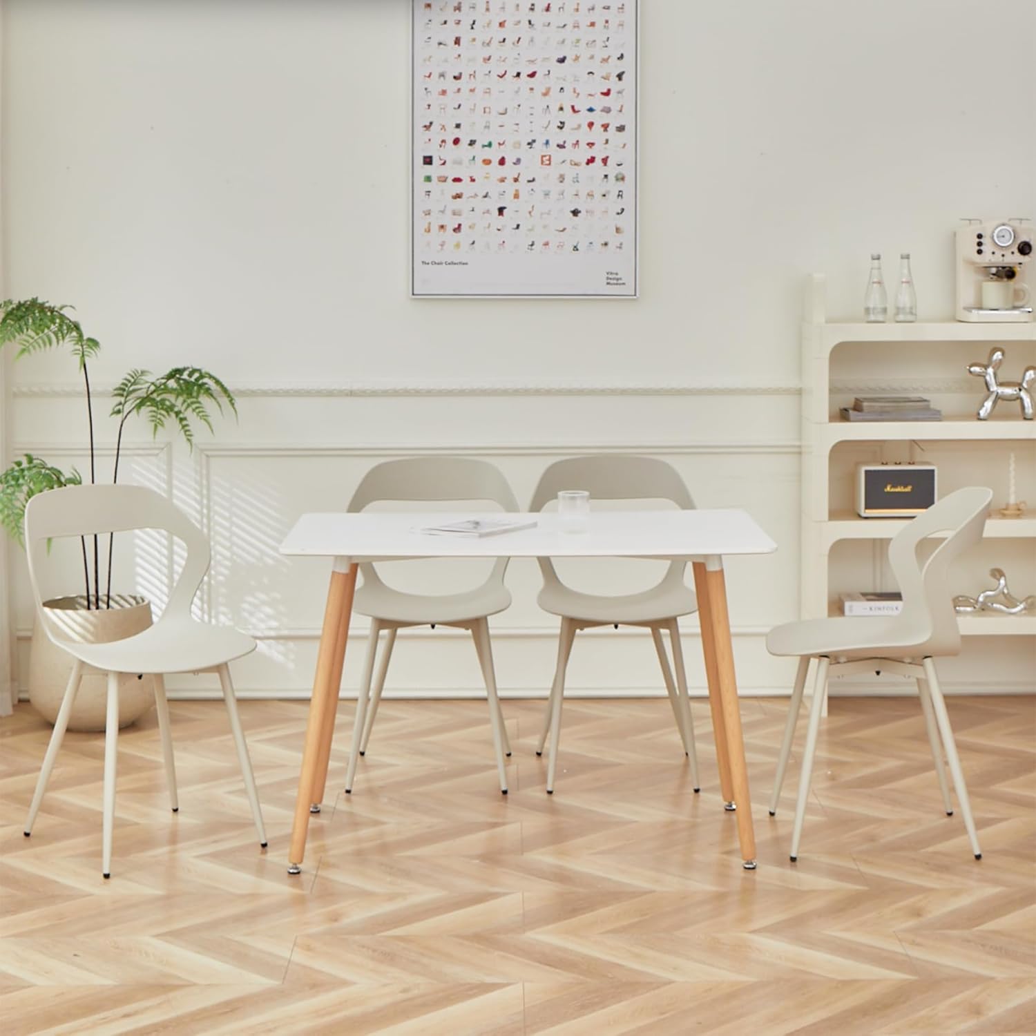 Lot de 6 Chaises de Salle à Manger ou Chaise de Bureau avec Pieds en Métal, Chaises de Cuisine pour Salon, Salle à Manger, Salle de Réunion, Beige+Beige Beige+beige Lot de 6