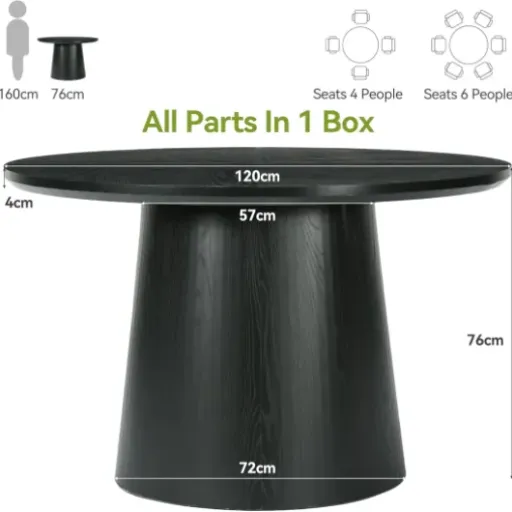 Test Tribesigns Table à Manger Ronde 120 cm : la table noire qui fait le job pour les petits espaces