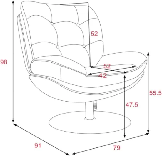 AMADEUS Fauteuil pivotant Magnum Bleu 78 cm x 78 cm x 100 cm