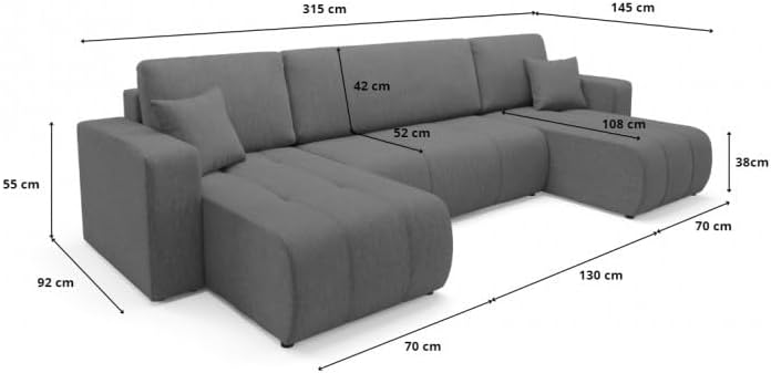 Canapé d'angle panoramique Talia en U en Tissu Anti tâche hydrophobe Doux au Toucher (Beige)