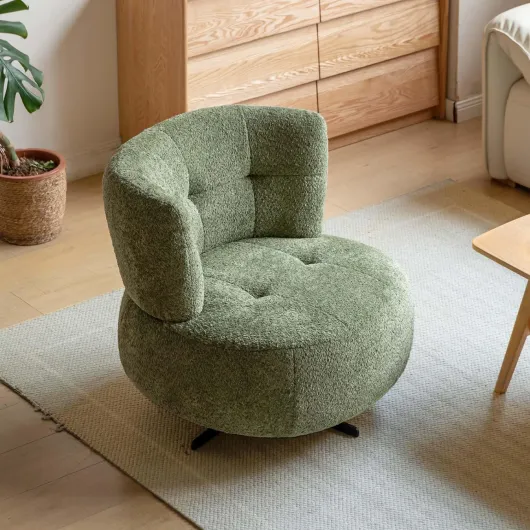 Fauteuil Pivotant, Design Moderne du Milieu du Siècle, Fauteuil pour Salon, Chambre, 77 x 82 x 75 cm, Vert Matcha