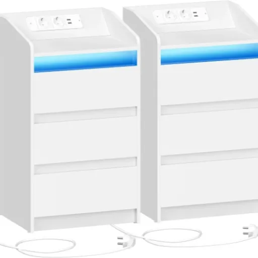 Test Hzuaneri Table de Chevet (lot de 2) : des tables pratiques avec prises et LED, mais pas parfaites