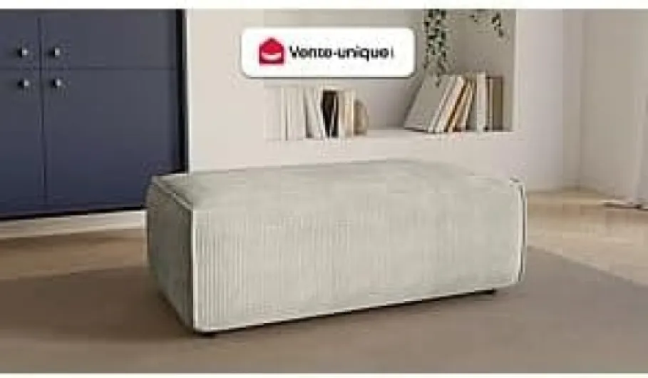 Vente-unique - Pouf en Velours côtelé Beige Amelia