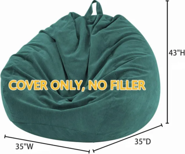 Housse de Pouf de 0,9 m (sans Remplissage) – Grande Housse de Pouf de Rangement pour Animaux en Peluche Lavable en Velours côtelé de qualité supérieure pour Adultes, Enfants, Vert foncé Vert Foncé Large(Cover Only)