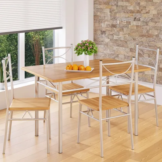 ® Ensemble Table à Manger avec 4 chaises hêtre Ensemble de Meubles 5 pièces pour Salle à Manger Cuisine