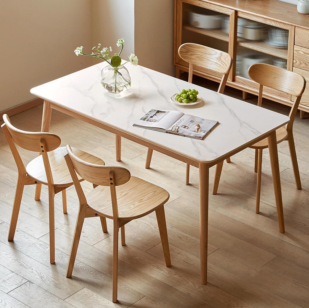 Lot de 4 Chaises de Salle à Manger en Chêne Massif, Dossier Ergonomique, Chaise pour Salle à Manger, Cuisine, Salon, Bureau, Chambre 47,5 x 55 x 78 cm, Chêne Naturel Chêne Naturel 4