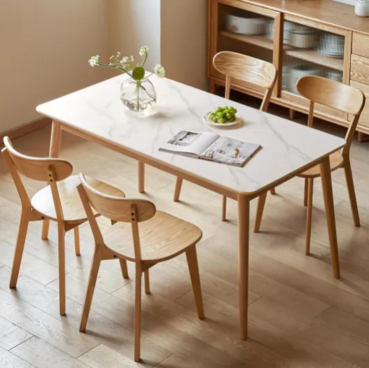 Lot de 4 Chaises de Salle à Manger en Chêne Massif, Dossier Ergonomique, Chaise pour Salle à Manger, Cuisine, Salon, Bureau, Chambre 47,5 x 55 x 78 cm, Chêne Naturel Chêne Naturel 4