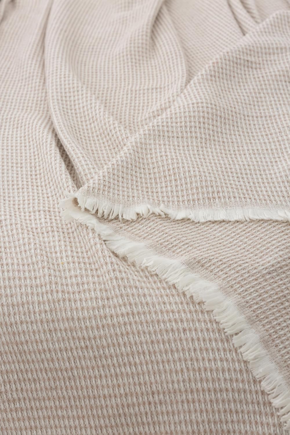 Couverture en Coton Extra Douce avec Motif Gaufre, Couvre-lit Multifonction Four Seasons pour canapé, lit, Housse décorative et Couverture écharpe Beige Sable 120 x 180 cm Taille individuelle Beige Sable