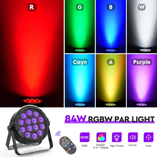4 pcs LED Par Projecteur Lumière de scène 14 * 6W RGBW DMX512 Lumière Disco avec télécommande Master-slave Sound Auto pour fête d'anniversaire DJ Bar Mariage Halloween Noël 4 Stück