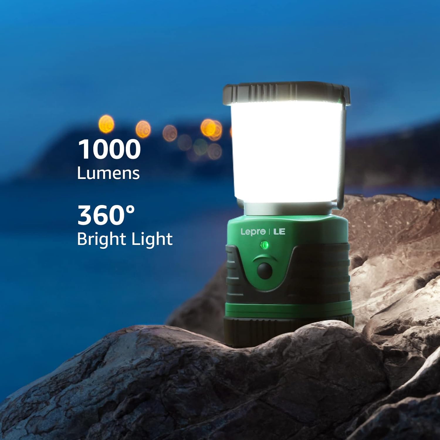 Lanterne LED Rechargeable, Lampe Camping Puissante 1000Lm Dimmable, Lampe Torche 360° Eclairage 4 Modes, Etanche Portable Suspendue, pour Camping, Bricolage, Secours, Garage, Cave, etc - 2Pcs