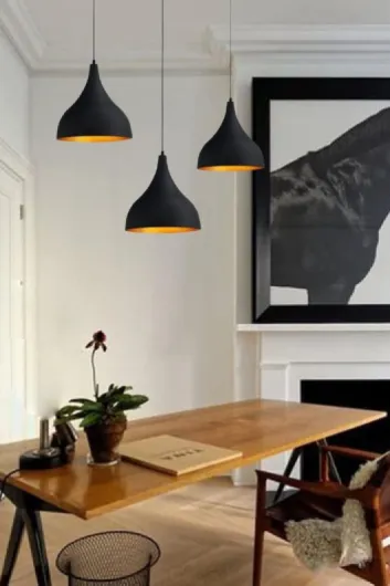 Lot de 3 Suspension Luminaire Industrielle de 26 cm pour Salle à Manger, Lustre Salon de, Lustre Bureau E27 en Métal, Vintage Lampe pour Chambre, Cuisine, Couloir, Café, Bar, Restaurant, Noir Noir x 3