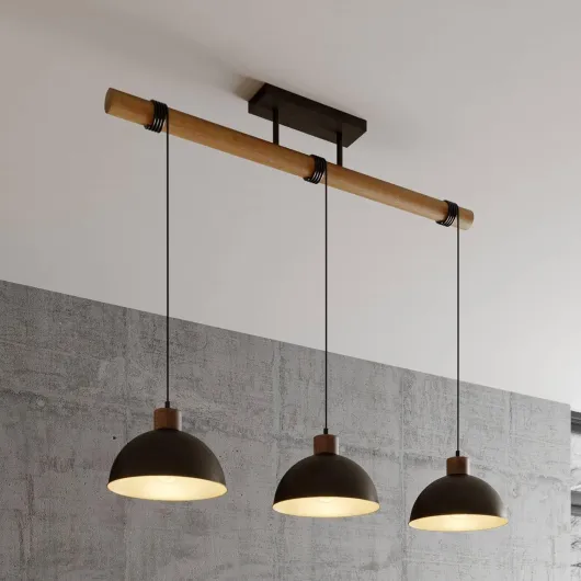 Suspension Holgar à intensité variable (Modern, Industriel) en Gris Métal e - a - pour Salon & Salle manger (à 3 lampes E27) Luminaire Lampe Plafond Plafonnier