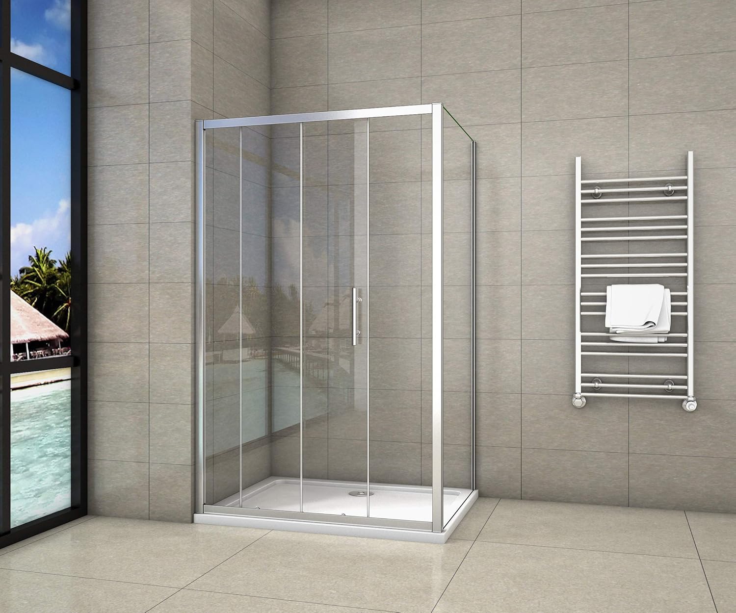 Cabine de douche 120x90x190cm porte de douche + paroi latérale