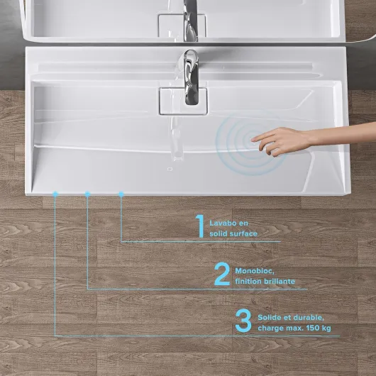 Lavabo Suspendu avec Bonde Vasque à Poser Blanc 50x38x11cm Lave Mains Rectangulaire avec Perçage de Robinet Colossum19 50 cm Blanc