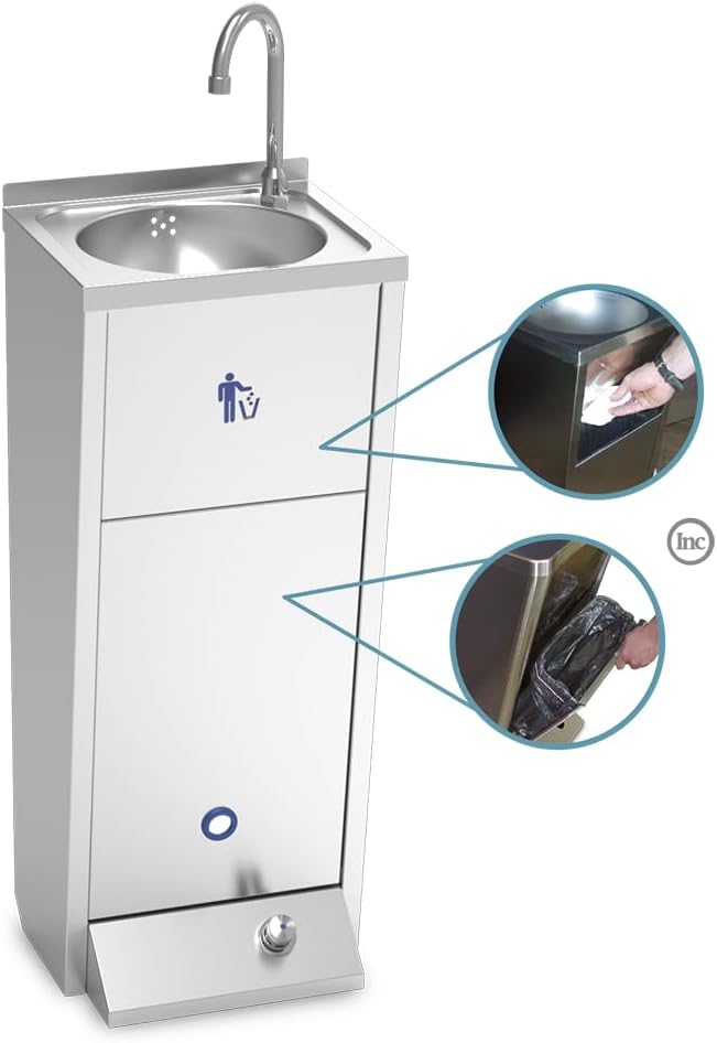 Lave-Mains INOX sur Pied avec Un Poussoir XS 350x300x850mm 350x300x850 mm