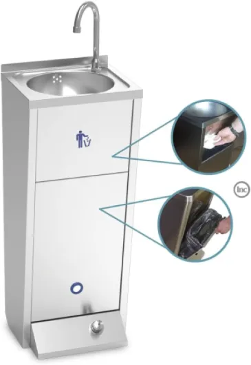Lave-Mains INOX sur Pied avec Un Poussoir XS 350x300x850mm 350x300x850 mm