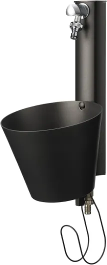 BEL FER Fontaine de jardin murale avec deux robinets et seau amovible, avec porte en caoutchouc, modèle 42 / PRS (anthracite)